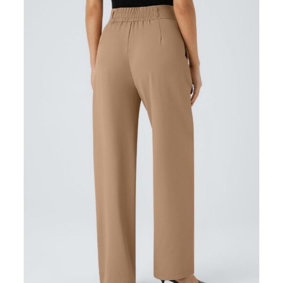 Halara Tan High Waist Zip Double Button Pleated Dress Pants Size Medium TALL - Picture 6 of 7